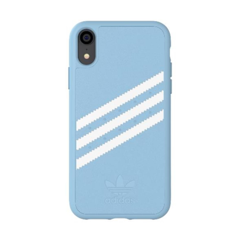 ADIDAS GAZELLE APPLE iPHONE XS MAX CUSTODIA IN TPU E POLIURETANO AZZURRO CON RIGHE BIANCHE